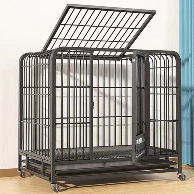 61X58X45CM Assembled Metal Dog Kennel with Wheels Indoor Small Animals Security Cage Under 10kg Pet Playpen Fences With Gate - YOKE FINDS 🇮🇪 IE 