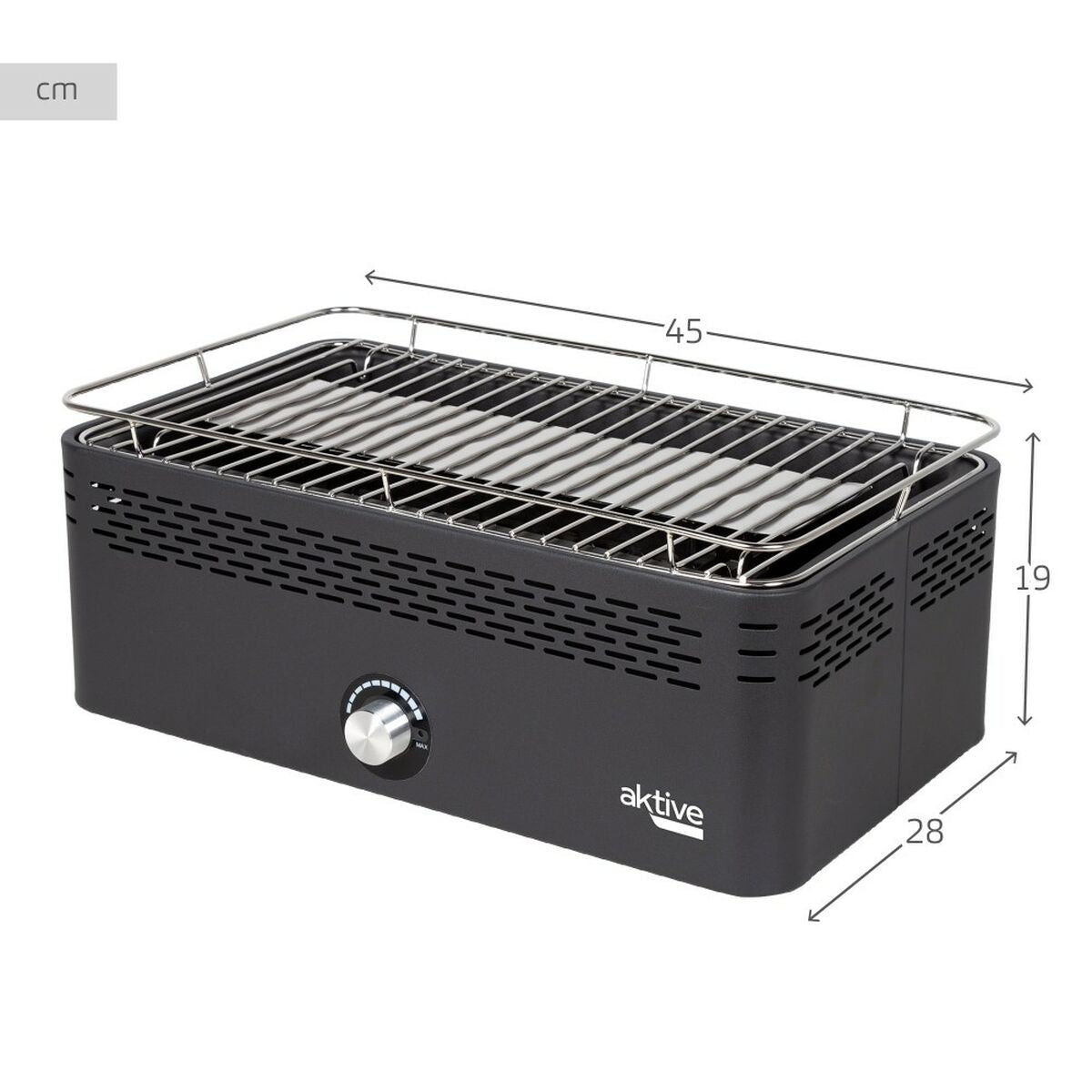 Portable Smokeless Charcoal Barbecue Aktive Stainless steel Iron 45 x 19 x 28 cm