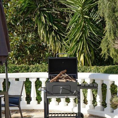 Coal Barbecue with Cover and Wheels DKD Home Decor Black Metal Steel 140 x 60 x 108 cm (140 x 60 x 108 cm)