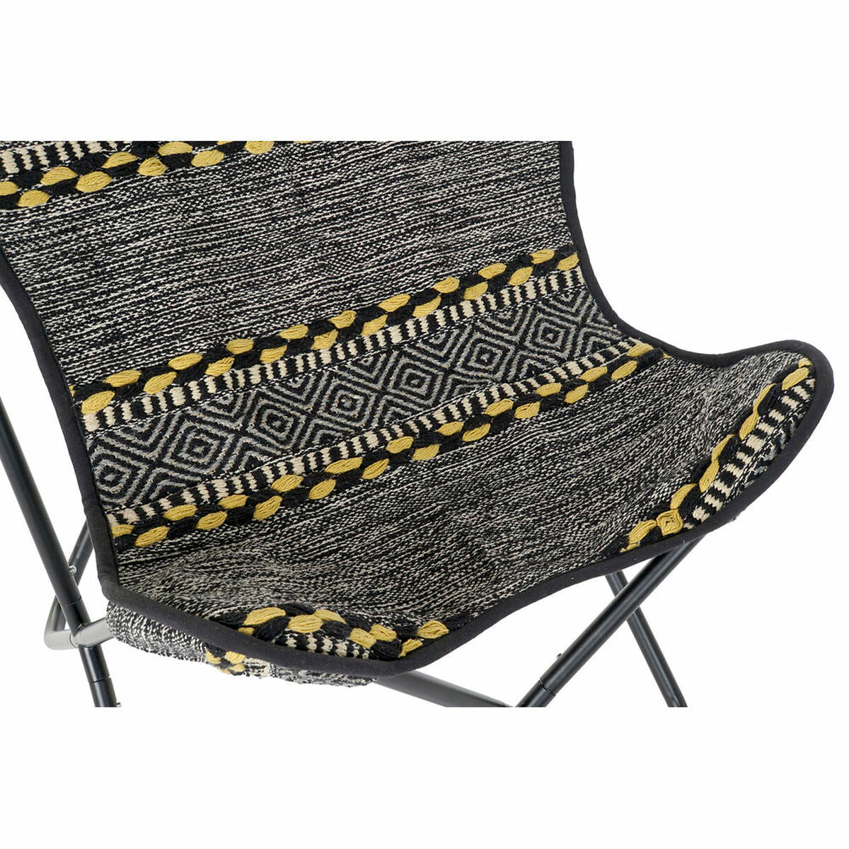 Armchair DKD Home Decor Yellow White Black Multicolour Iron 74 x 65 x 90 cm