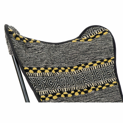 Armchair DKD Home Decor Yellow White Black Multicolour Iron 74 x 65 x 90 cm