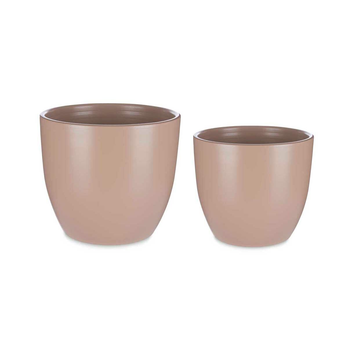 Set of pots Ø 22 cm Ø 28 cm 2 Pieces Beige Clay