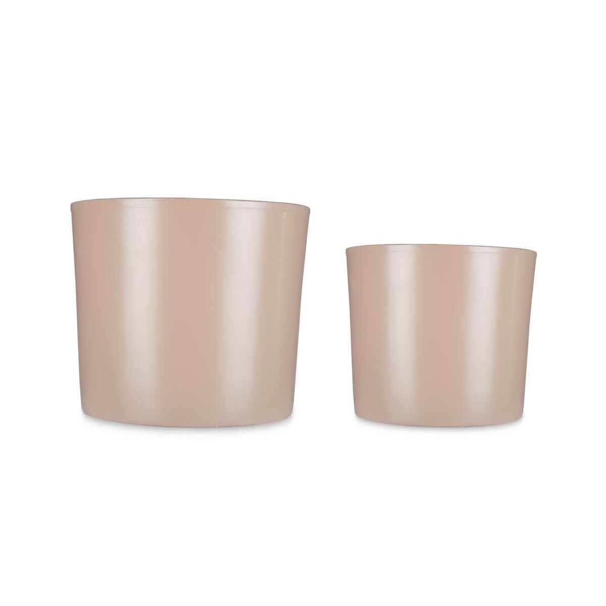 Set of pots Ø 22 cm Ø 27 cm 2 Pieces Beige Clay