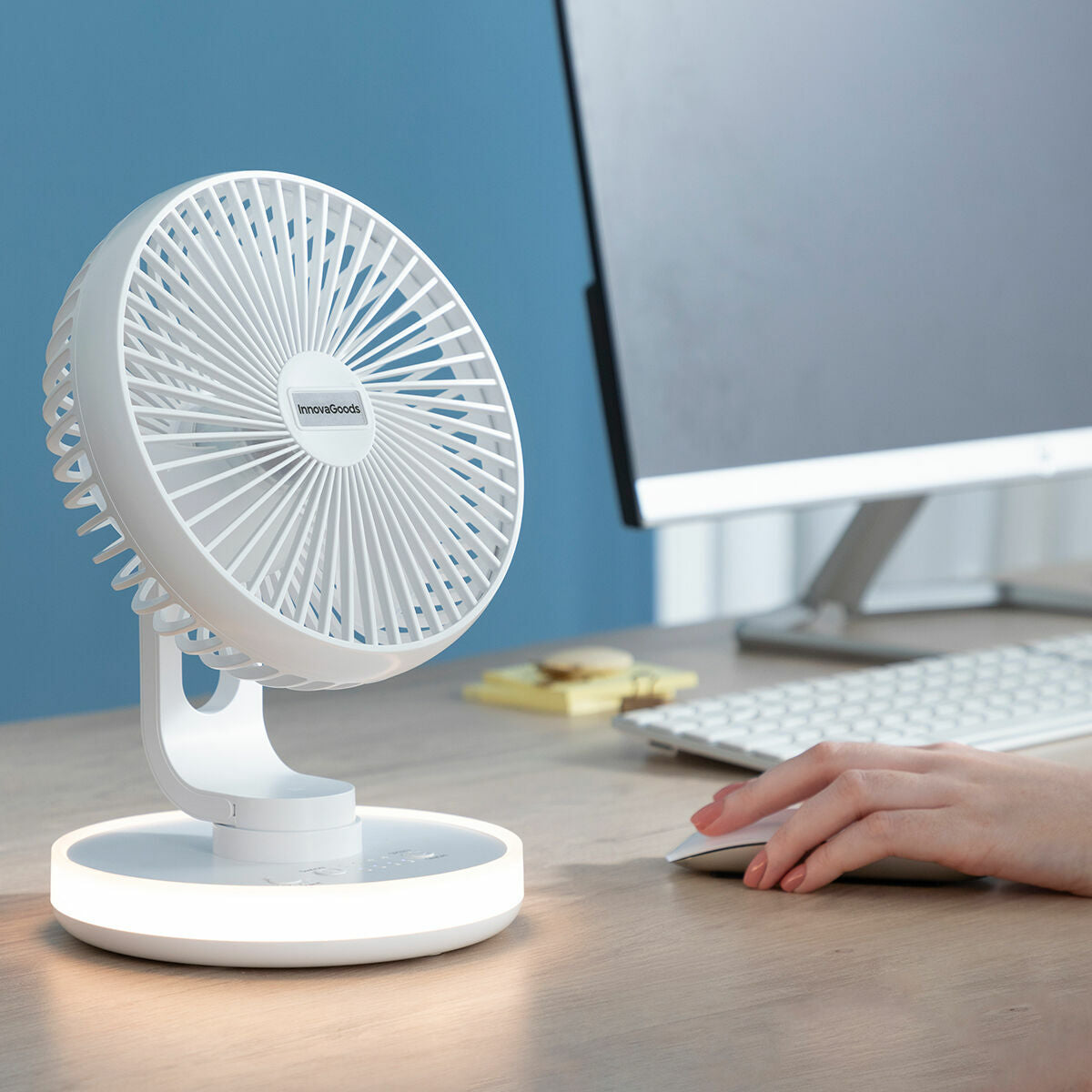 Rechargeable Desk Fan with LED FanLed InnovaGoods Ø6,6'' 4000 mAh