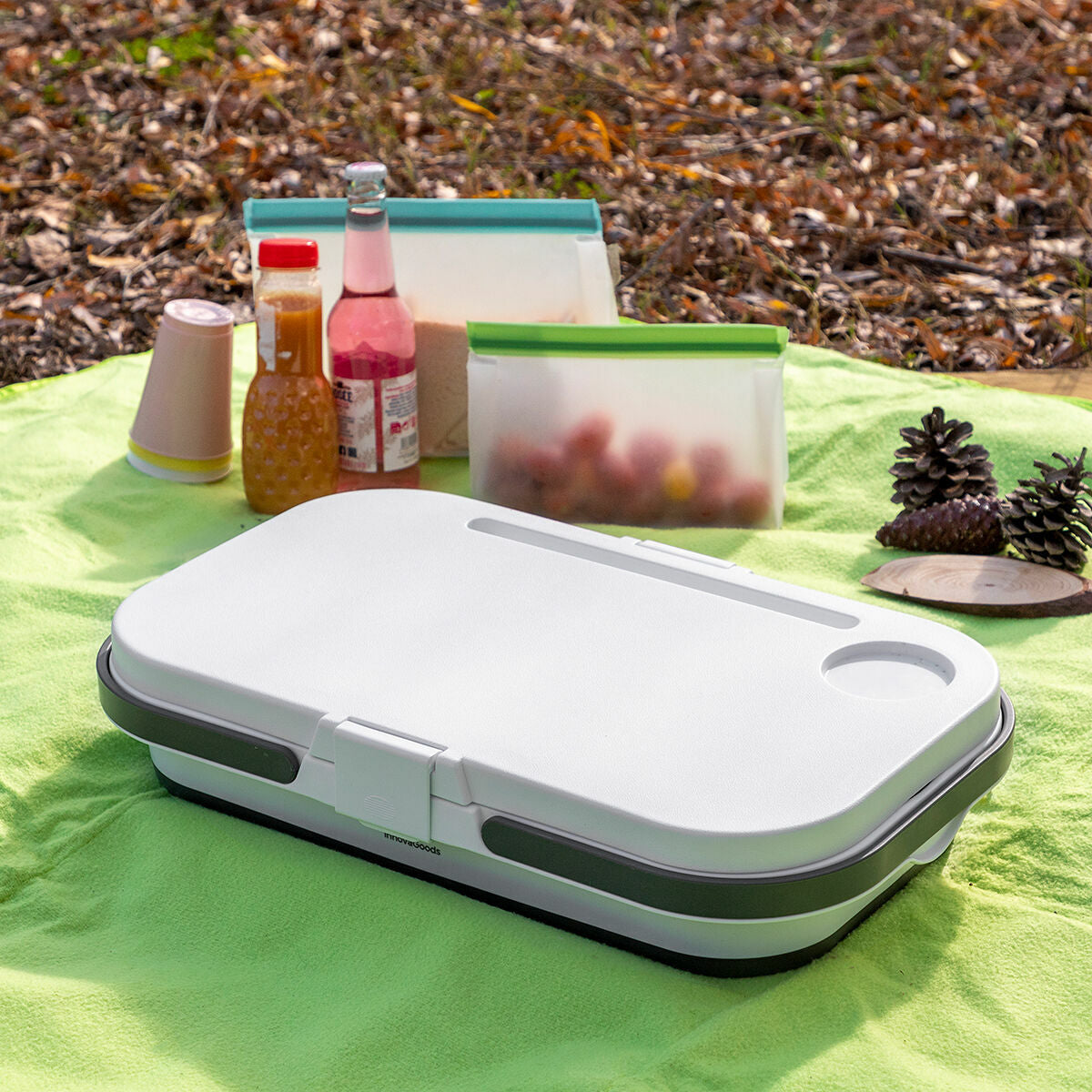 Folding Picnic Basket with Lid-Table Pickning InnovaGoods