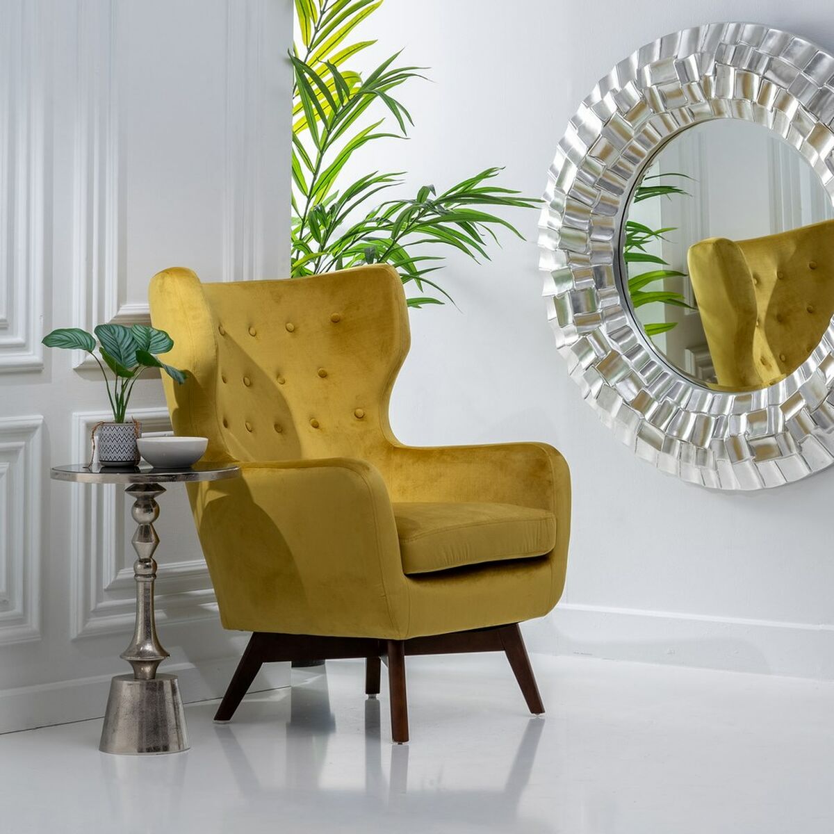 Armchair 75 x 83 x 103 cm Synthetic Fabric Wood Mustard