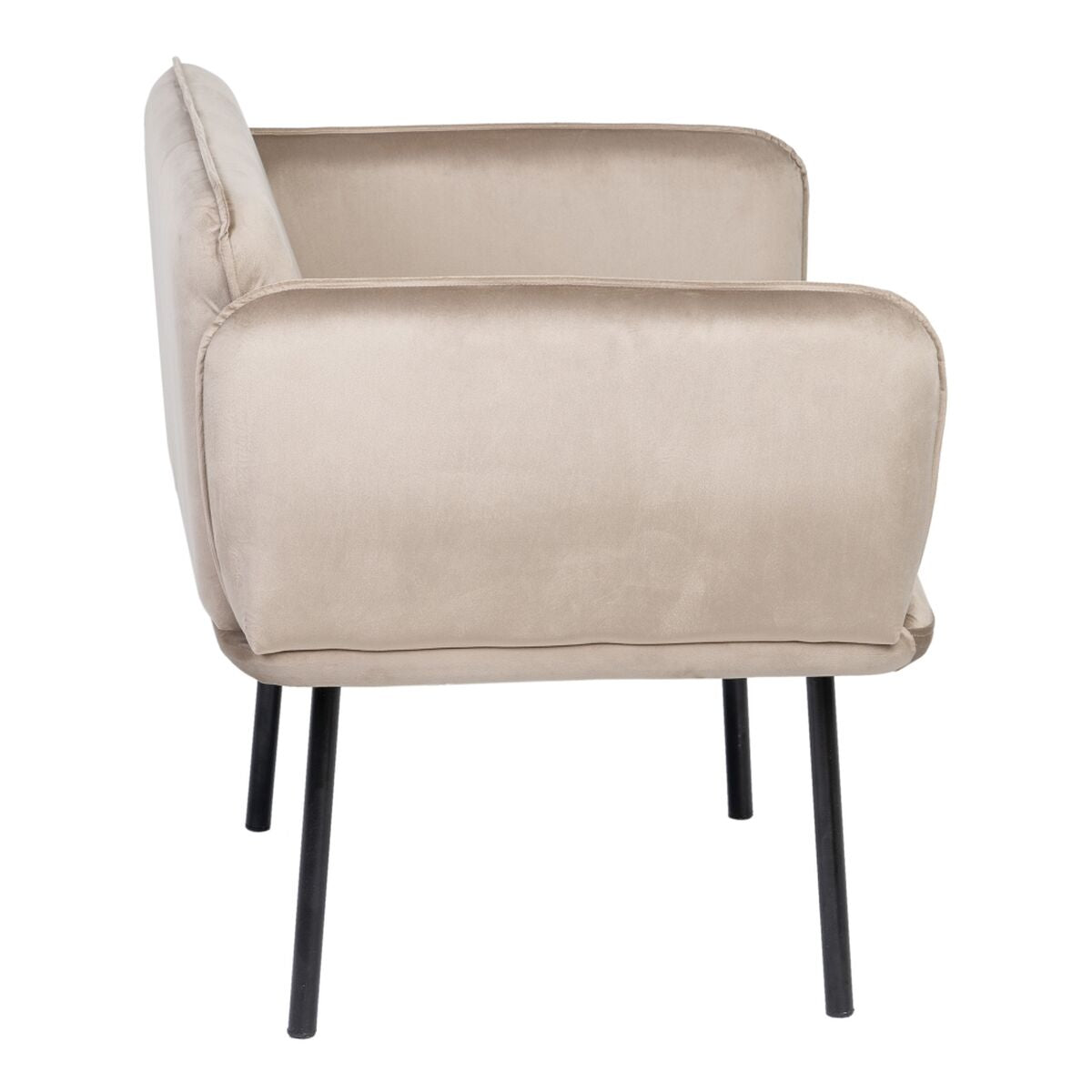 Armchair Synthetic Fabric Beige Metal