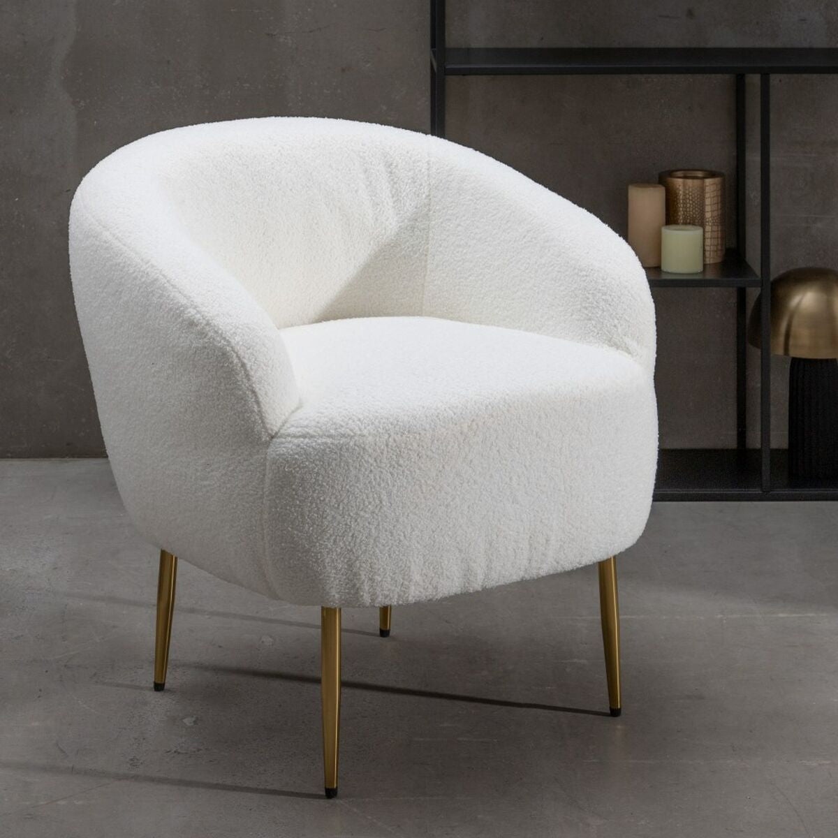 Armchair 75 x 70 x 74 cm Synthetic Fabric Metal White