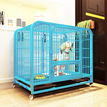 Heavy Duty Metal Dog Cage with Wheels 95x85x65cm Large Dog Kennel Crate with Double Doors Lockable Pet Playpen Removable Tray - YOKE FINDS 🇮🇪 IE 