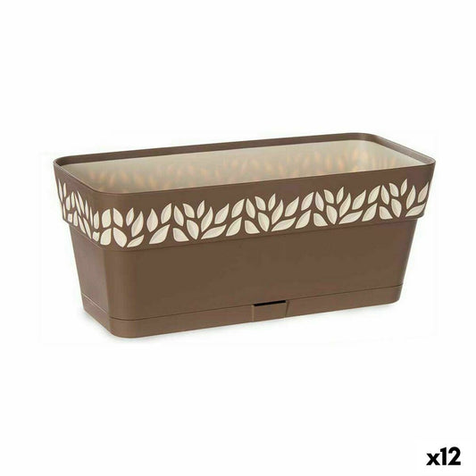 Self-watering planter Stefanplast Cloe Brown Plastic 13,3 x 12,3 x 29,3 cm (12 Units)