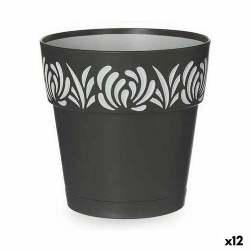 Self-watering flowerpot Stefanplast Gaia Anthracite Plastic 15 x 15 x 15 cm (12 Units)