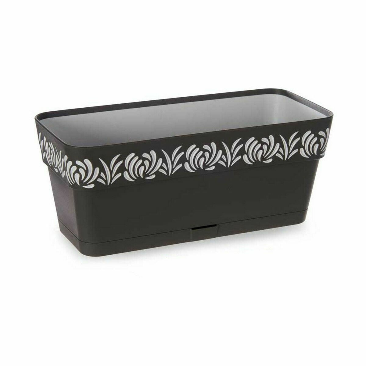 Self-watering planter Stefanplast Gaia Anthracite Plastic 13,3 x 12,3 x 29,3 cm (12 Units)