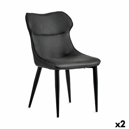 Armchair Black Anthracite Steel 49 x 86 x 60 cm (2 Units)