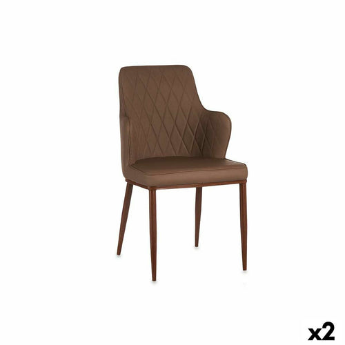 Armchair Rhombus Brown Black Steel 53 x 90 x 43 cm (2 Units)