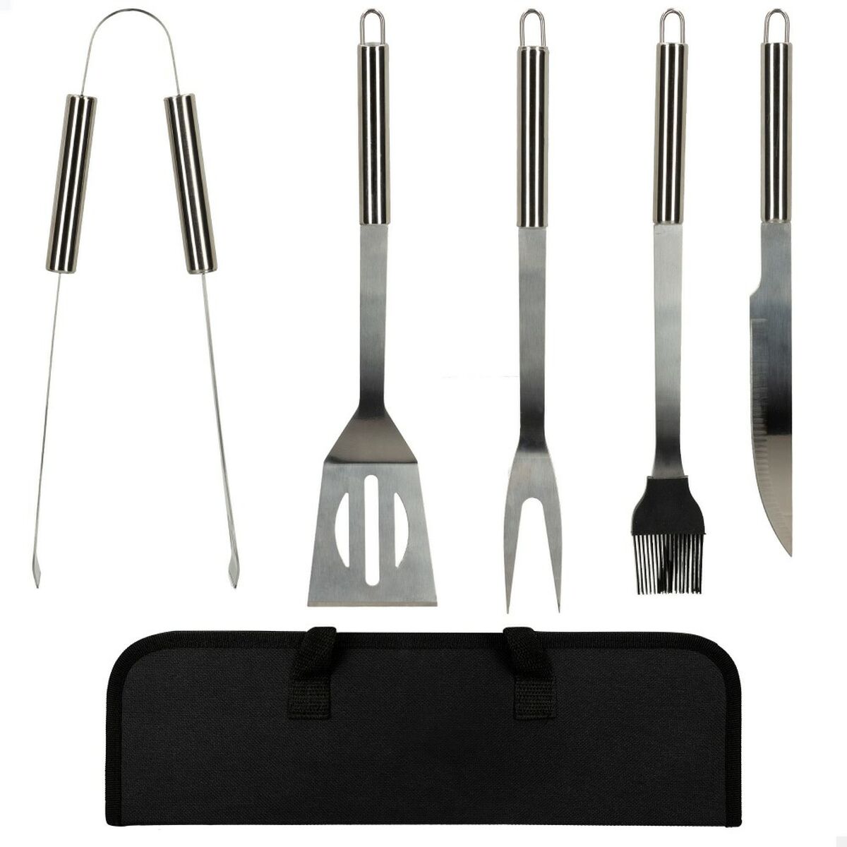 Barbecue utensils Aktive Silicone Stainless steel 12 Units 7,5 x 35 x 1,9 cm (5 Pieces)