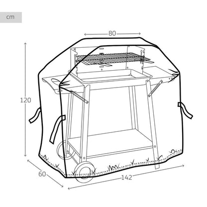 Protective Cover for Barbecue Aktive Black 4 Units 142 x 120 x 60 cm