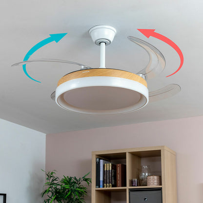 LED Ceiling Fan with 4 Retractable Blades Blalefan InnovaGoods Wood 72 W