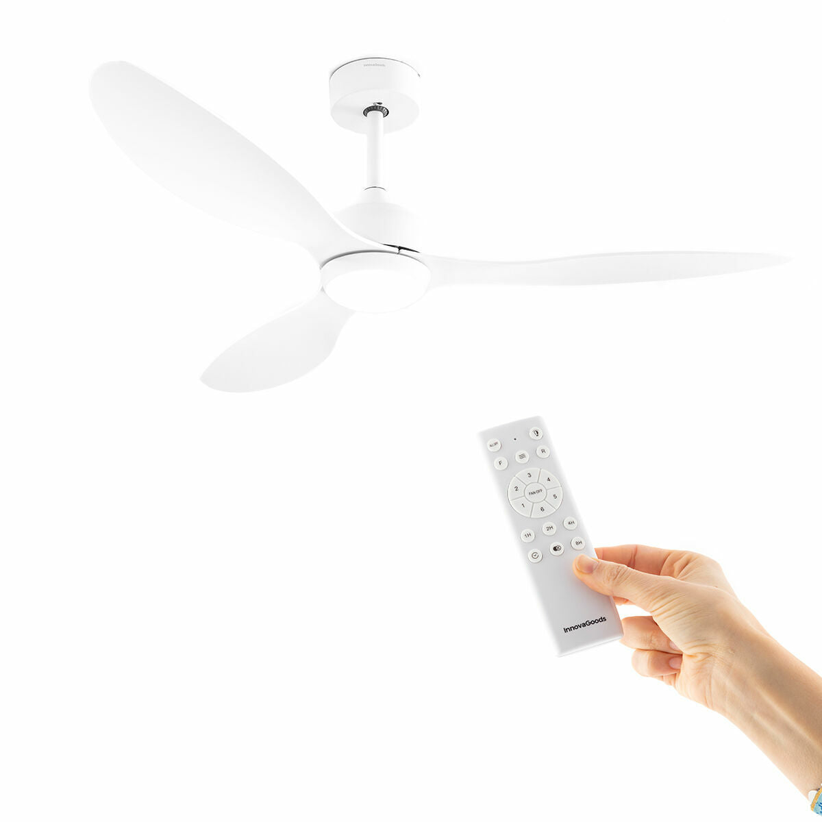 LED Ceiling Fan with 3 ABS Blades Flaled InnovaGoods White 36 W