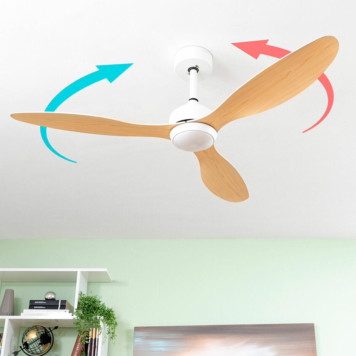 LED Ceiling Fan with 3 ABS Blades Wuled InnovaGoods Wood 36 W