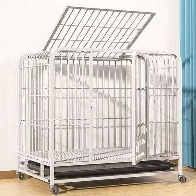 61X58X45CM Assembled Metal Dog Kennel with Wheels Indoor Small Animals Security Cage Under 10kg Pet Playpen Fences With Gate - YOKE FINDS 🇮🇪 IE 