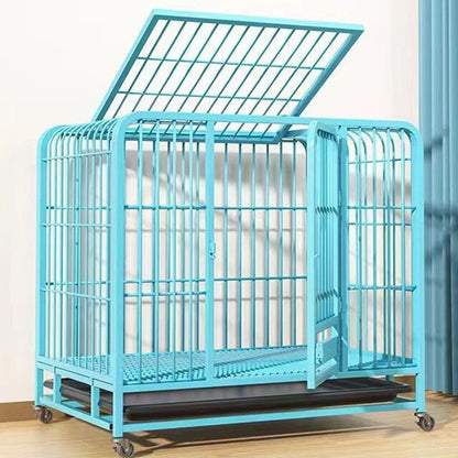 61X58X45CM Assembled Metal Dog Kennel with Wheels Indoor Small Animals Security Cage Under 10kg Pet Playpen Fences With Gate - YOKE FINDS 🇮🇪 IE 