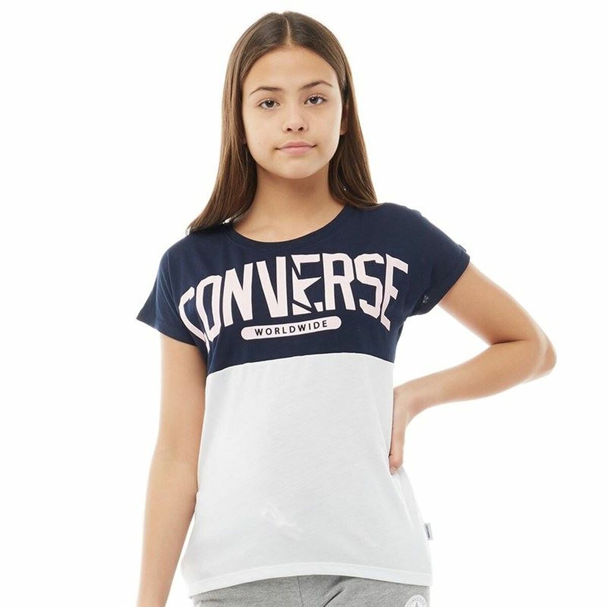 Child's Short Sleeve T-Shirt Converse Worldwide Dark blue - Yokefinds Ireland