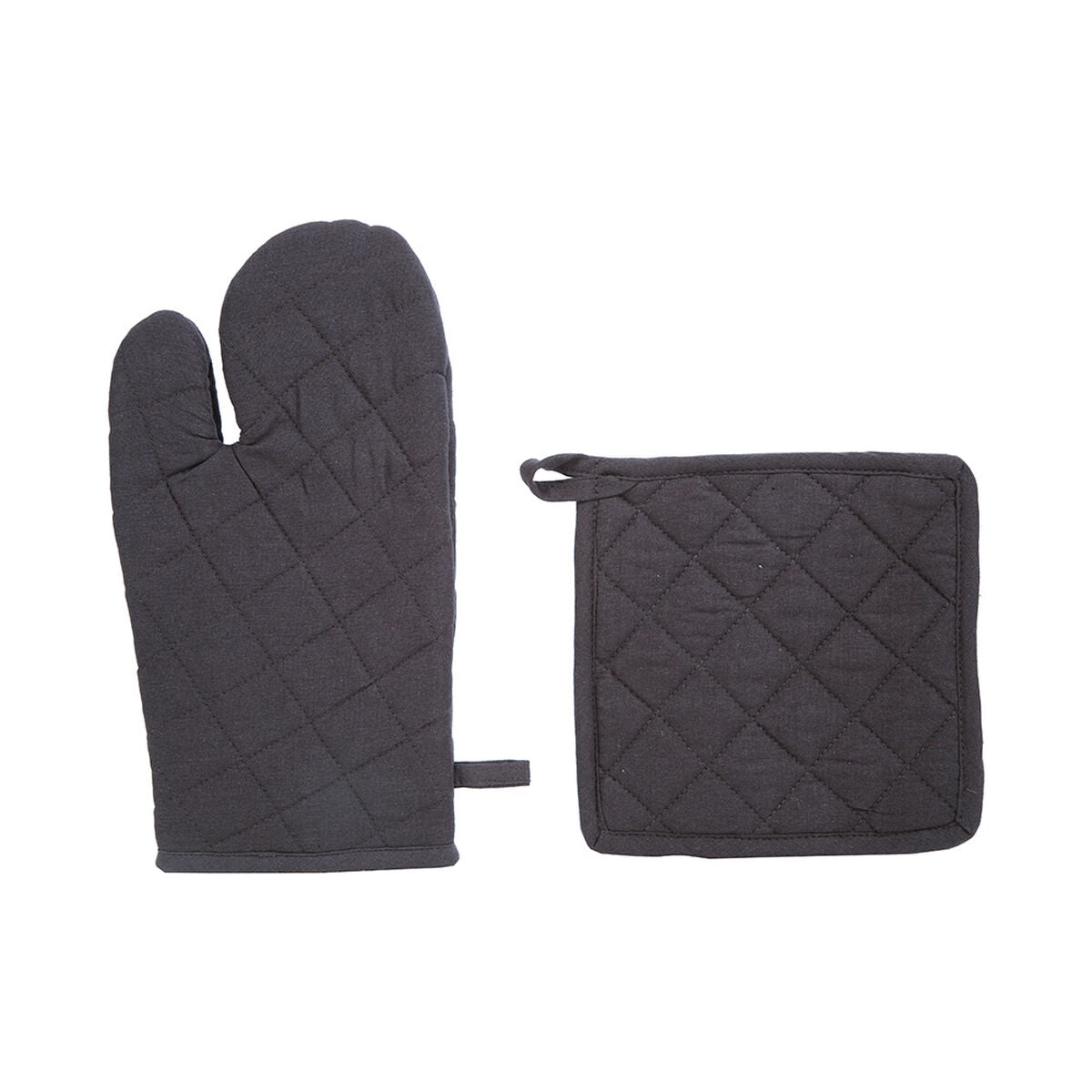 Oven Gloves and Pot Holder Set Atmosphera Cotton Dark grey