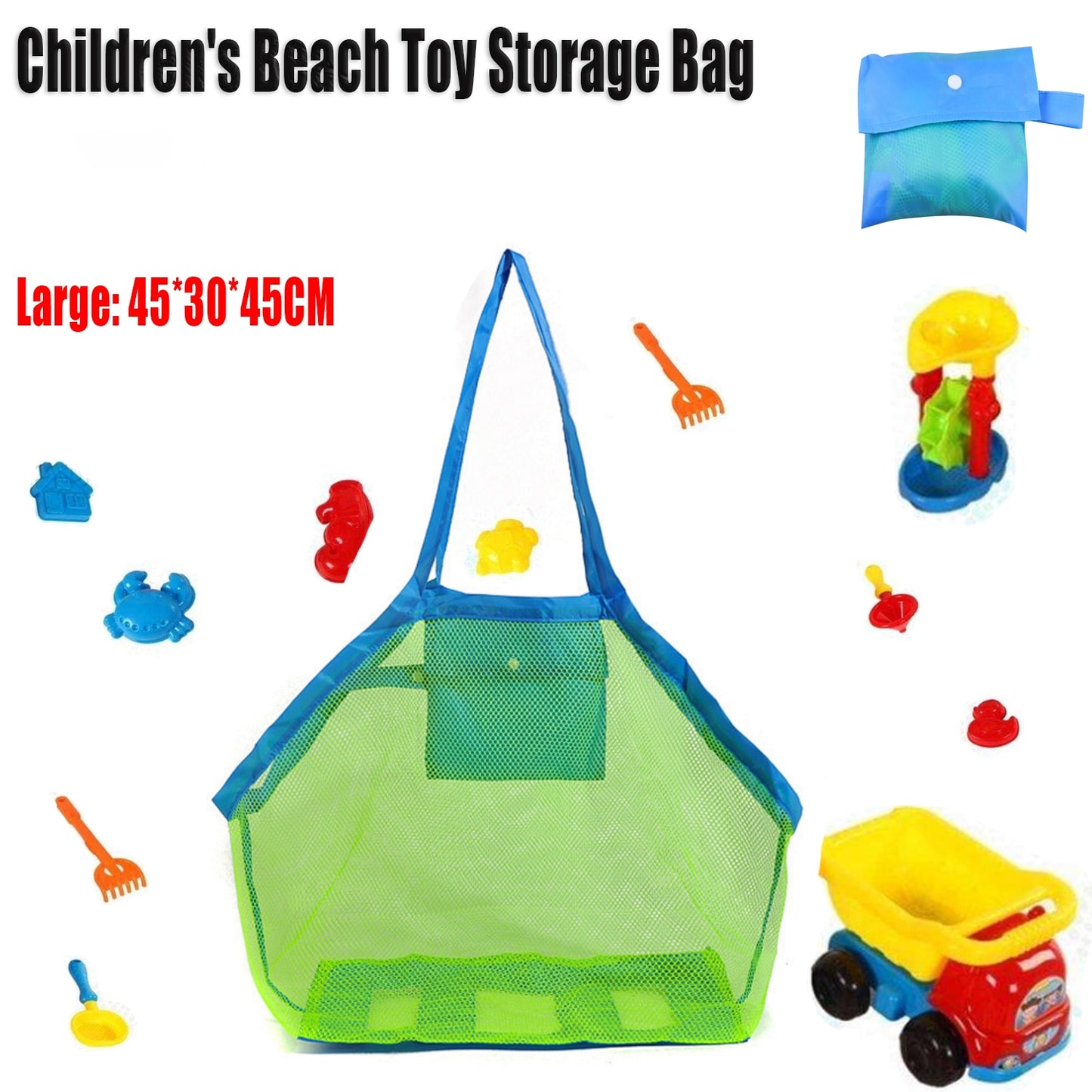 Outdoor Beach Mesh Bag Children Sand Away Foldable Portable Kids Beach Toys Clothes Bags Toy Storage Sundries Organiser Bag - YOKE FINDS 🇮🇪 IE 