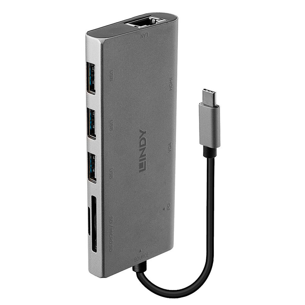 USB Hub LINDY 43278 Grey