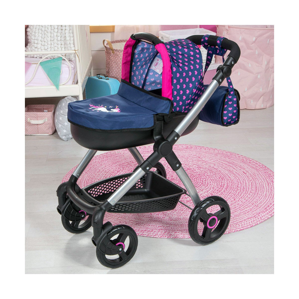 Doll Stroller Reig Stule Pram Navy Blue 63 cm - Yokefinds Ireland