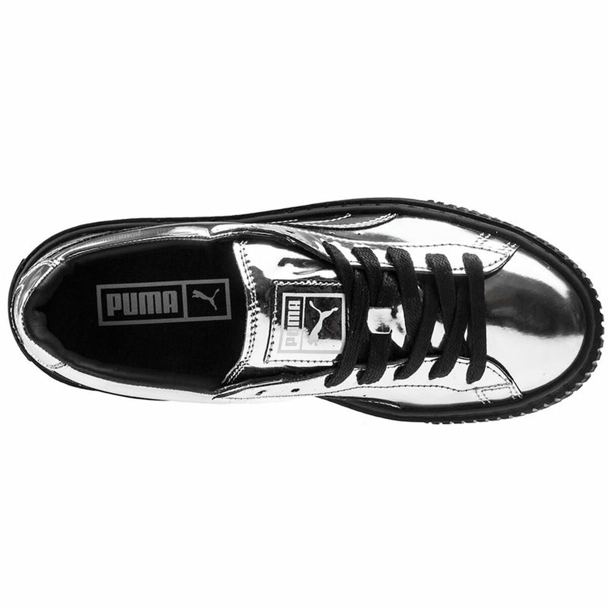 Sports Trainers for Women Puma Basket Platform Metallic  Light grey