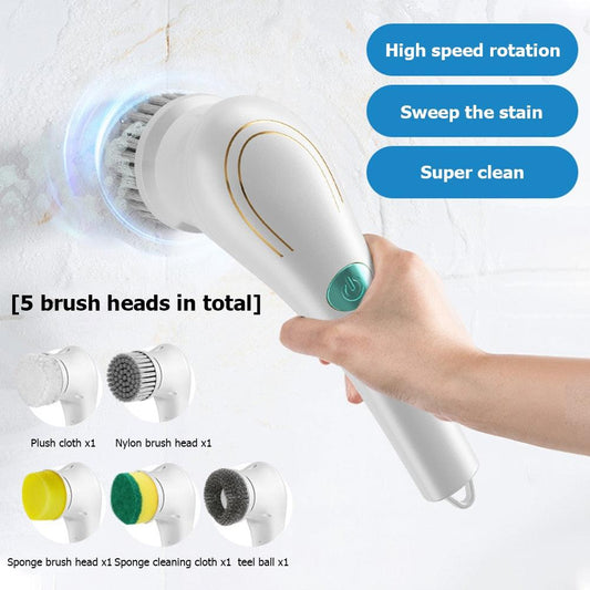 5-in-1Multifunctional Electric Cleaning Brush usb charging Bathroom Wash Brush Kitchen Cleaning Tool Dishwashing Brush Bathtub - yokefinds.ie