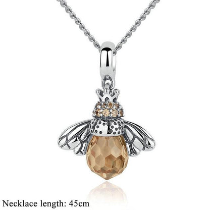 Bamoer 925 Sterling Silver Lovely Orange Bee Insect Pendant Necklace for Women Birthday Gift Fine Jewelry SCC035 - yokefinds.ie