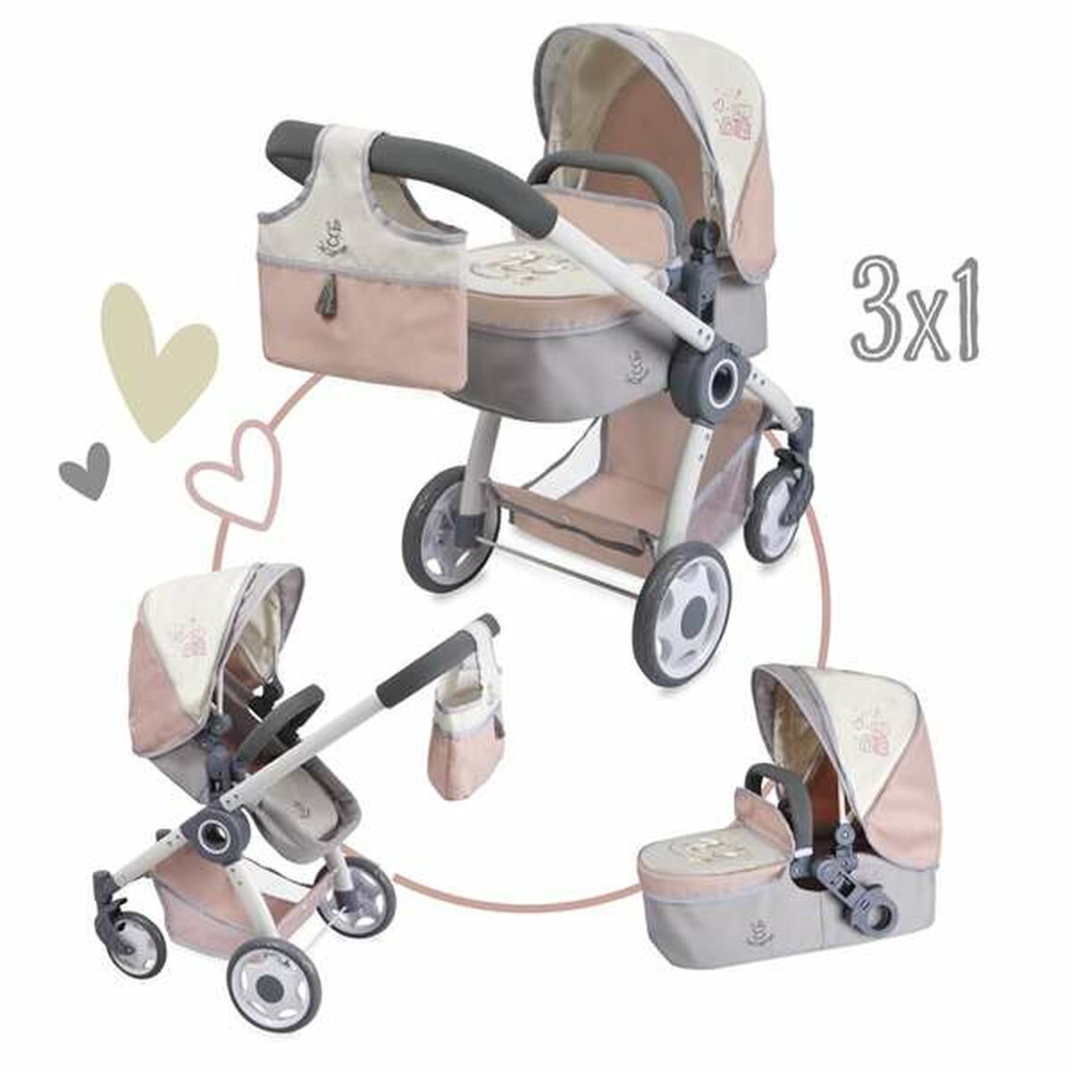 Doll Stroller Decuevas Funny Foldable 3-in-1 41 x 62 x 70 cm