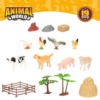 Animal figures Colorbaby 19 Pieces Farm Plastic 13 x 8 x 3 cm (6 Units)