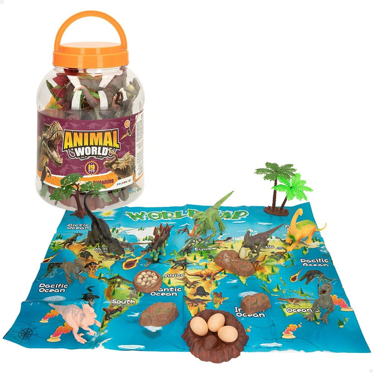 Set of Figures Colorbaby 19 Pieces Dinosaurs Plastic 17 x 9 x 6 cm (6 Units)