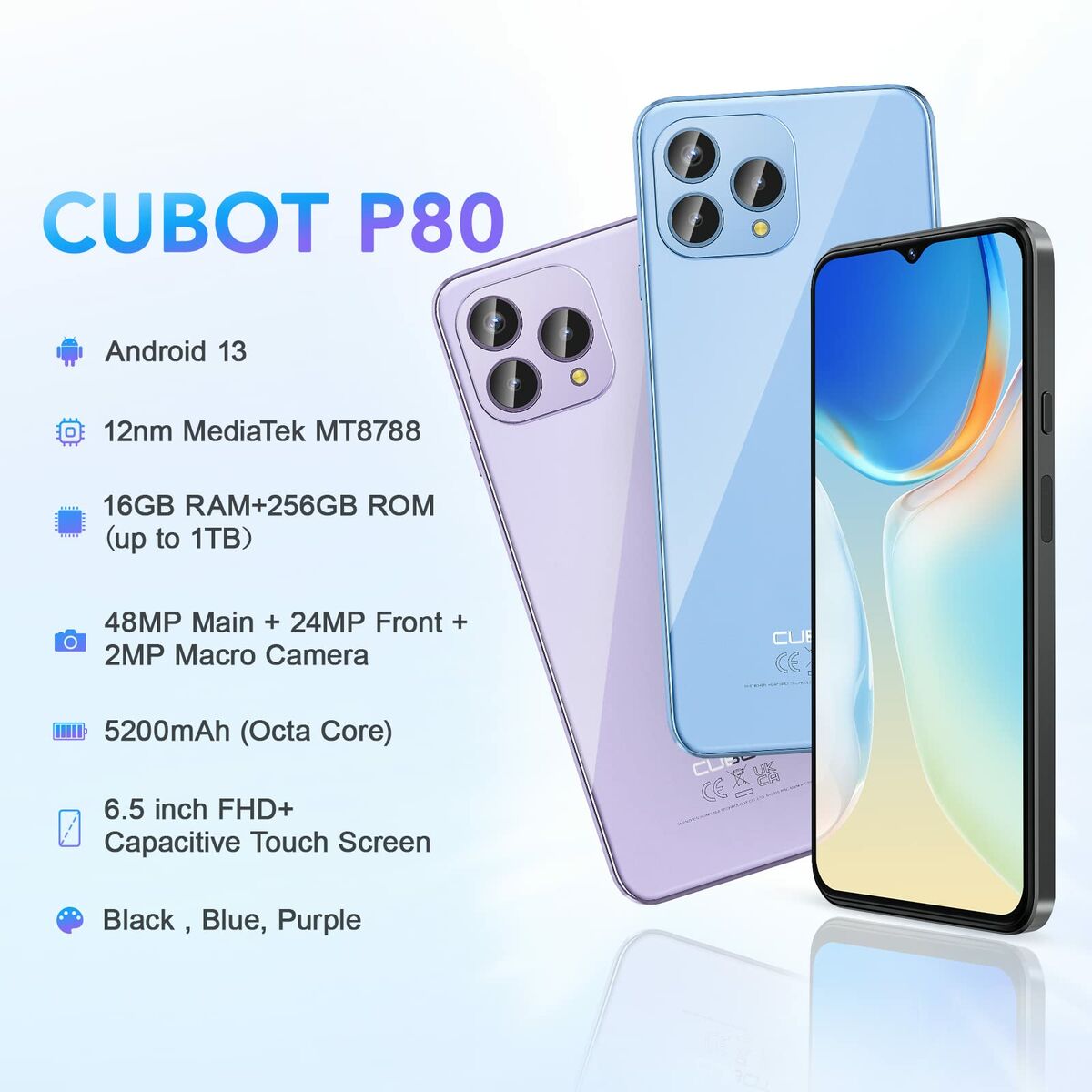 Smartphone Cubot P80 8 GB RAM 6,6" Black 256 GB