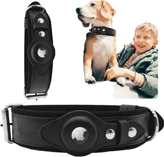 Genuine Leather Airtag Heavy Duty Dog Collar - yokefinds.ie