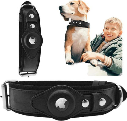 Genuine Leather Airtag Heavy Duty Dog Collar - yokefinds.ie