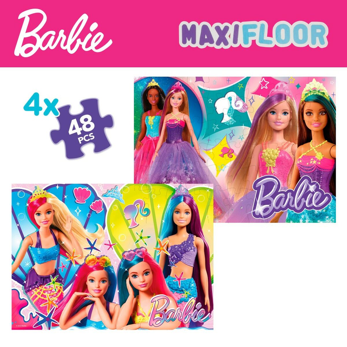 4-Puzzle Set Barbie MaxiFloor 192 Pieces 35 x 1,5 x 25 cm