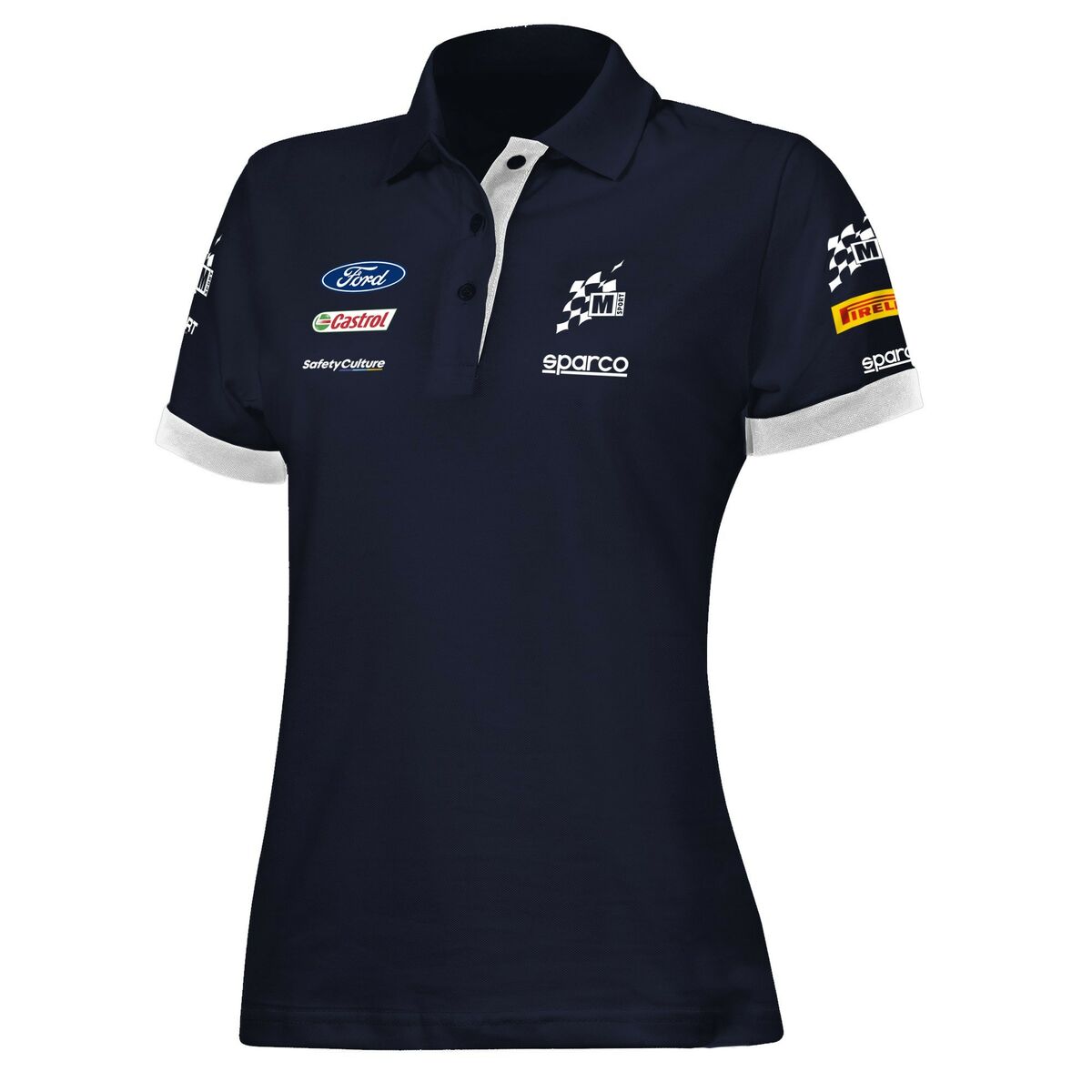 Short Sleeve Polo Shirt Sparco S013007MSBM3L Navy Blue Lady L