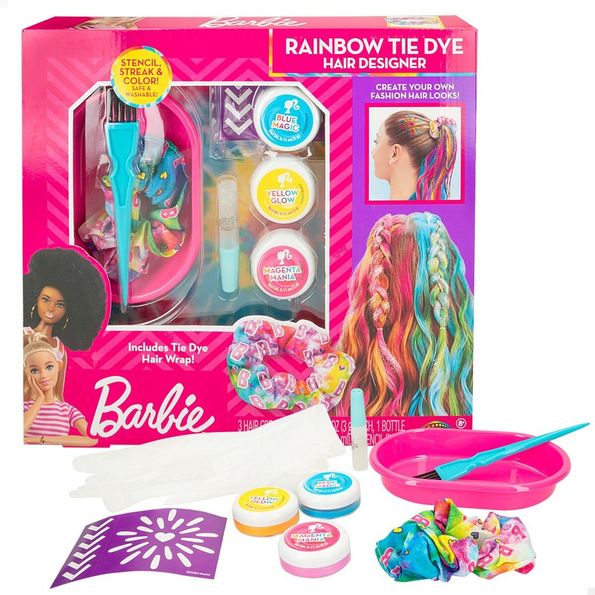 Hair Dressing Set Barbie Rainbow Tie Hair with highlights Multicolour