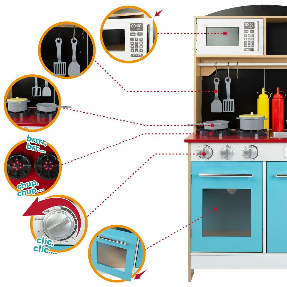 Toy kitchen Play & Learn 60 x 109 x 40 cm - YOKE FINDS 🇮🇪 IE 