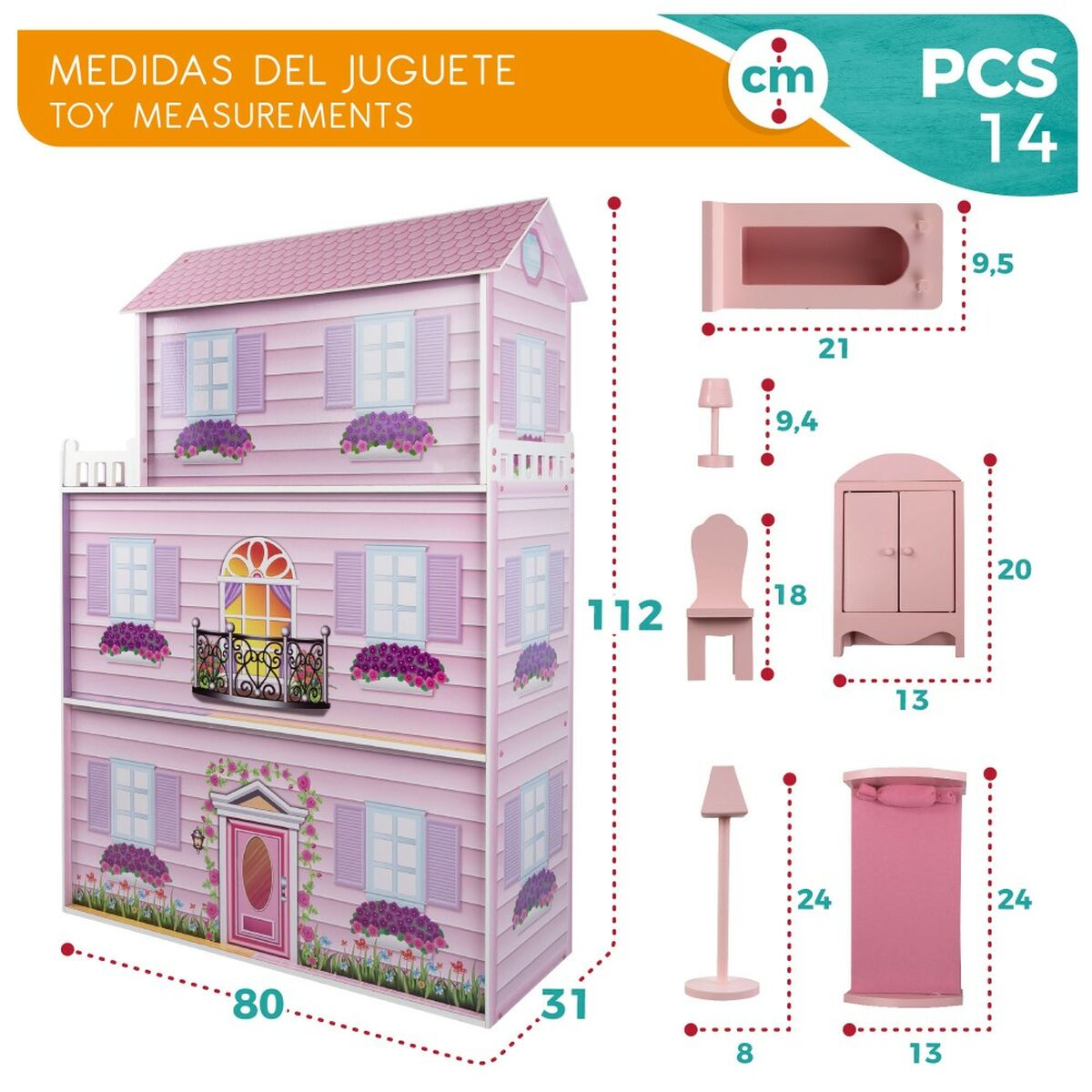 Doll's House Play & Learn 14 Pieces 80 x 112 x 31 cm - YOKE FINDS 🇮🇪 IE 