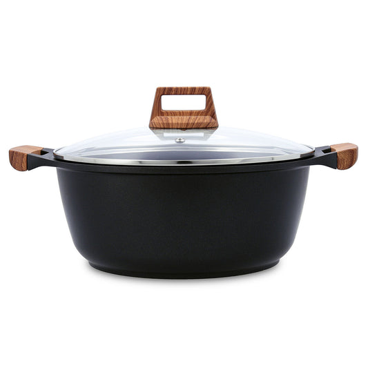 Casserole with lid Quid Karbon Cast aluminium Black 28 cm