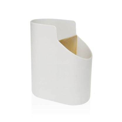 Pot for Kitchen Utensils Versa White 8,5 x 17,6 x 15 cm ABS Bamboo