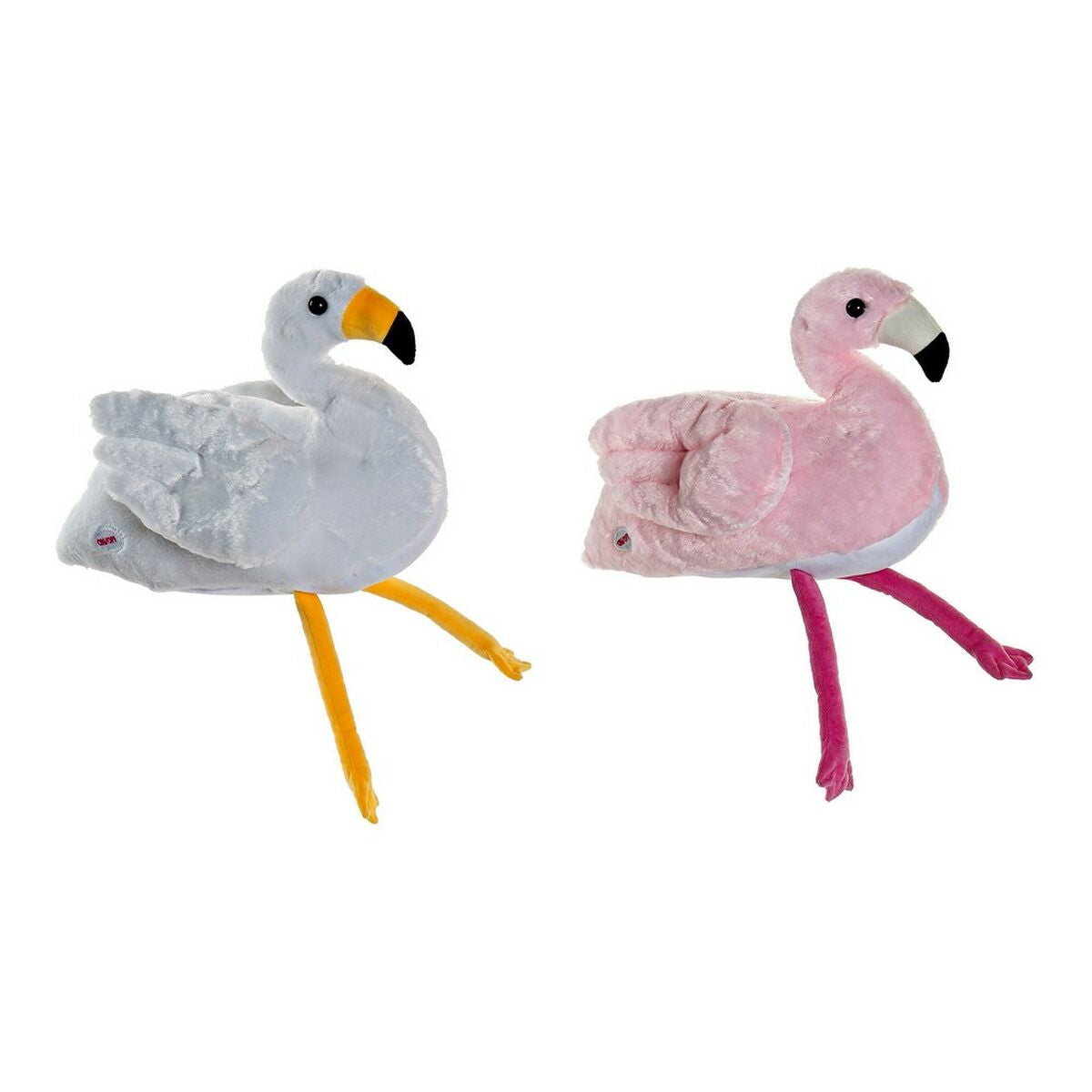 Fluffy toy DKD Home Decor White Pink Children's Pink flamingo 34 x 25 x 27 cm (2 Units) - Yokefinds Ireland