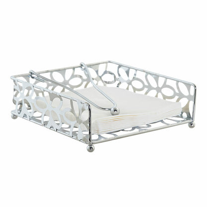 Napkin holder DKD Home Decor Marguerite Silver Metal Plastic 18 x 19 x 6 cm