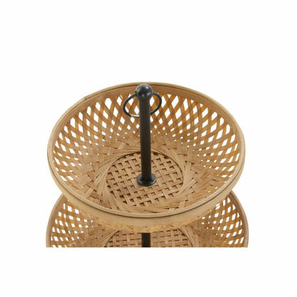 Fruit Bowl DKD Home Decor Black Metal Brown Bamboo 40 x 40 x 70 cm