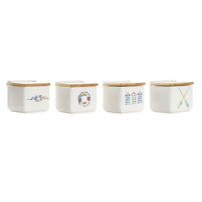 Salt Shaker with Lid DKD Home Decor Navy Multicolour Bamboo Dolomite 12,5 x 12,5 x 11,5 cm